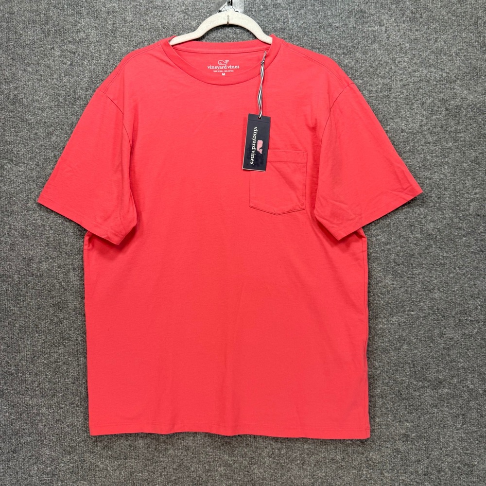Vineyard Vines Pocket Tshirt Mens Medium Jetty Red Solid Cotton Classic NEW